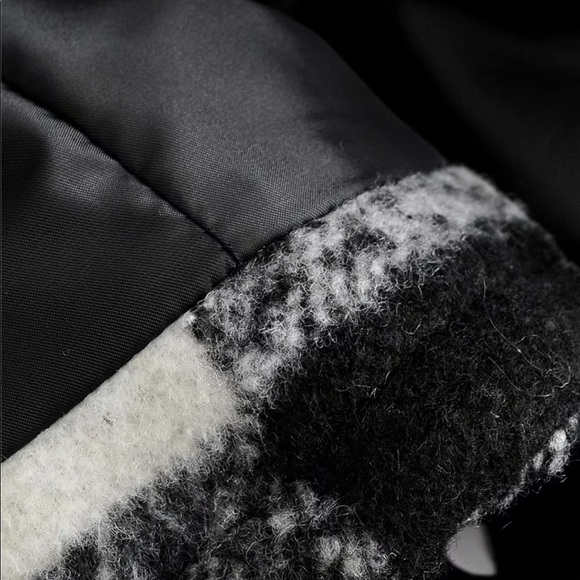 Boyfriend Fit Plaid Jacket Coat Black White - Picture 11 of 15